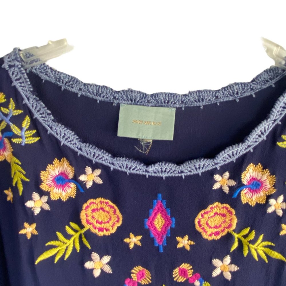 Skies are Blue Navy Floral Embroidered Short Sleeve Dress; M/L - Picture 11 of 12